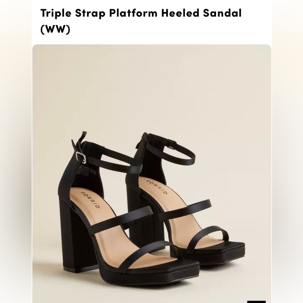 torrid Black Triple-Strap Platform Heels with Ankle Buckle